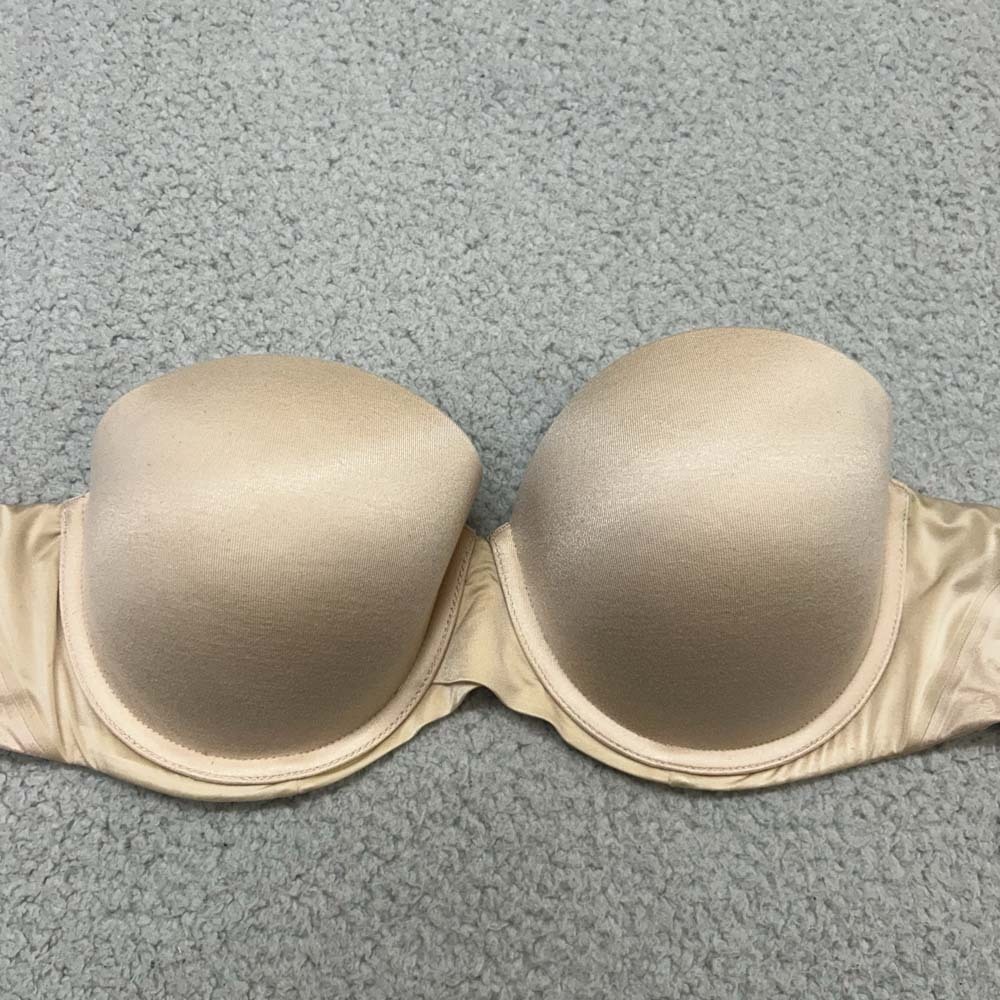 Spanx Bra 34D Push Up Bra Pillow Cup Padded Underwire Strapless Shaping